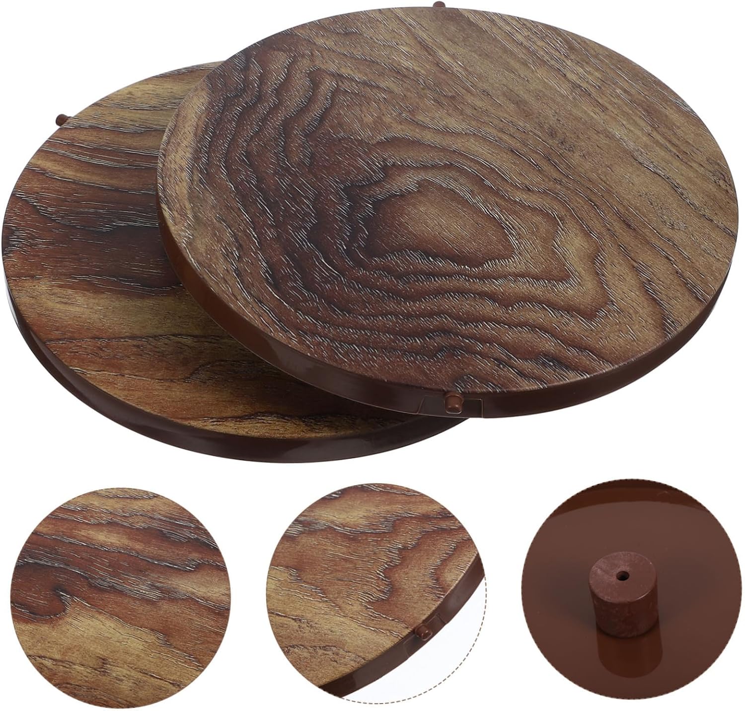 Ciieeo 2Pcs Wood Grain Trash Can Lid Replacement Wastebasket Cover for Domestic Use for Waste Management Seals Odors
