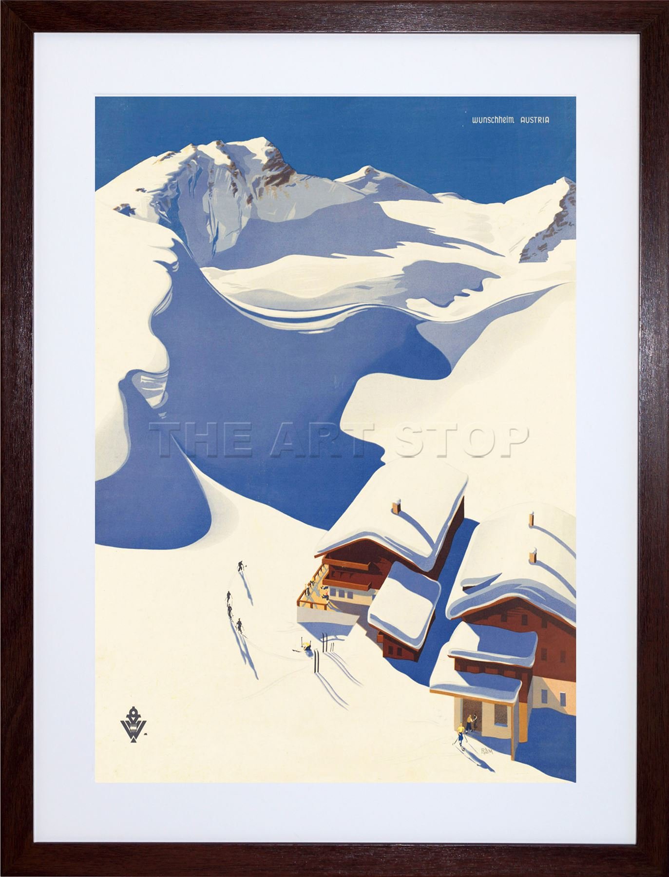 Wee Blue Coo Travel Winter Sport Snow Ski Chalet Alps Austria Picture Framed Wall Art Print