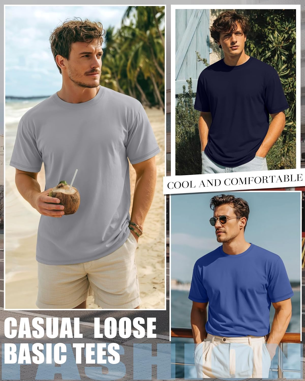 Neer 3 Pack Big and Tall Shirts for Men L-7xl, Short Sleeve Men Crewneck Tops Loose Casual Large T-Shirts Summer Basic Tee