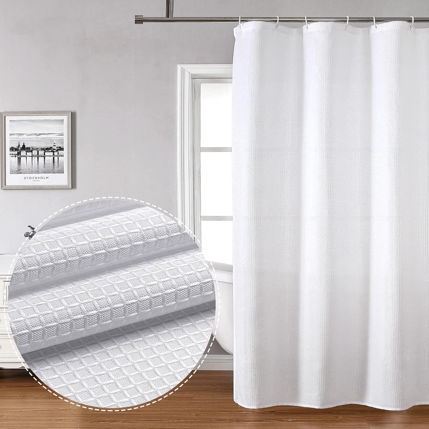 OWENIE White Shower Curtain 36 x 72 inch, Stall Small White