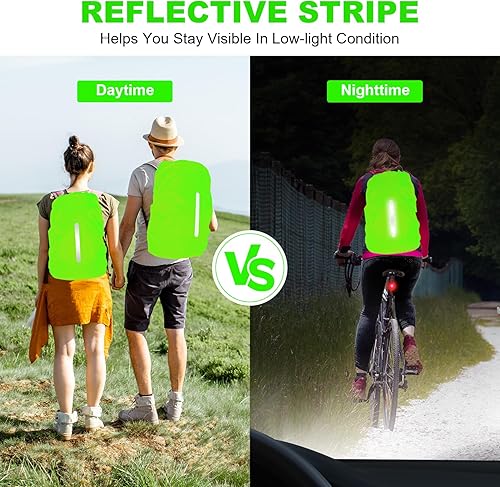 Miniatura 11 de LAMA 2 fundas impermeables de lluvia para mochila, protector reflectante a prueba de lluvia para antipolvo y antirrobo, L 41L-55L negro y azul