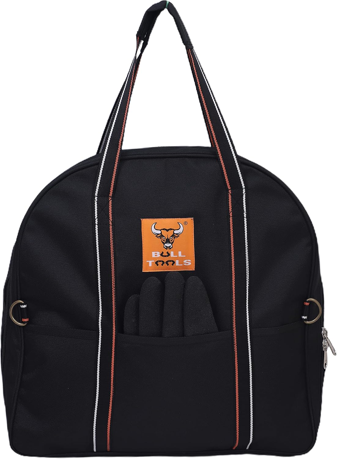 BULL TOOLS EV Charging & Jumper Cable Storage Bag's, Organizer 6 Pocket Handmade Carry Bag - 15x15x4 Inch Waterproof Ballistic Polyester Oval Bag, Cords, Small Tools, For Motor Vehicles - Black