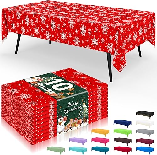 Miniatura 58 de Smiry - Juego de 6 manteles desechables, manteles rectangulares impermeables de 54 x 108 pulgadas para fiestas, mantel de plástico decorativo, a