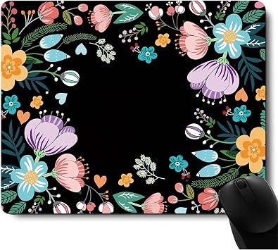 Square Floral Mouse Pad, Premium Mousepad Washable Cloth,Computer Mouse Pad with Non-Slip Rubber Base,Mouse Pads for Computers Laptop Mouse