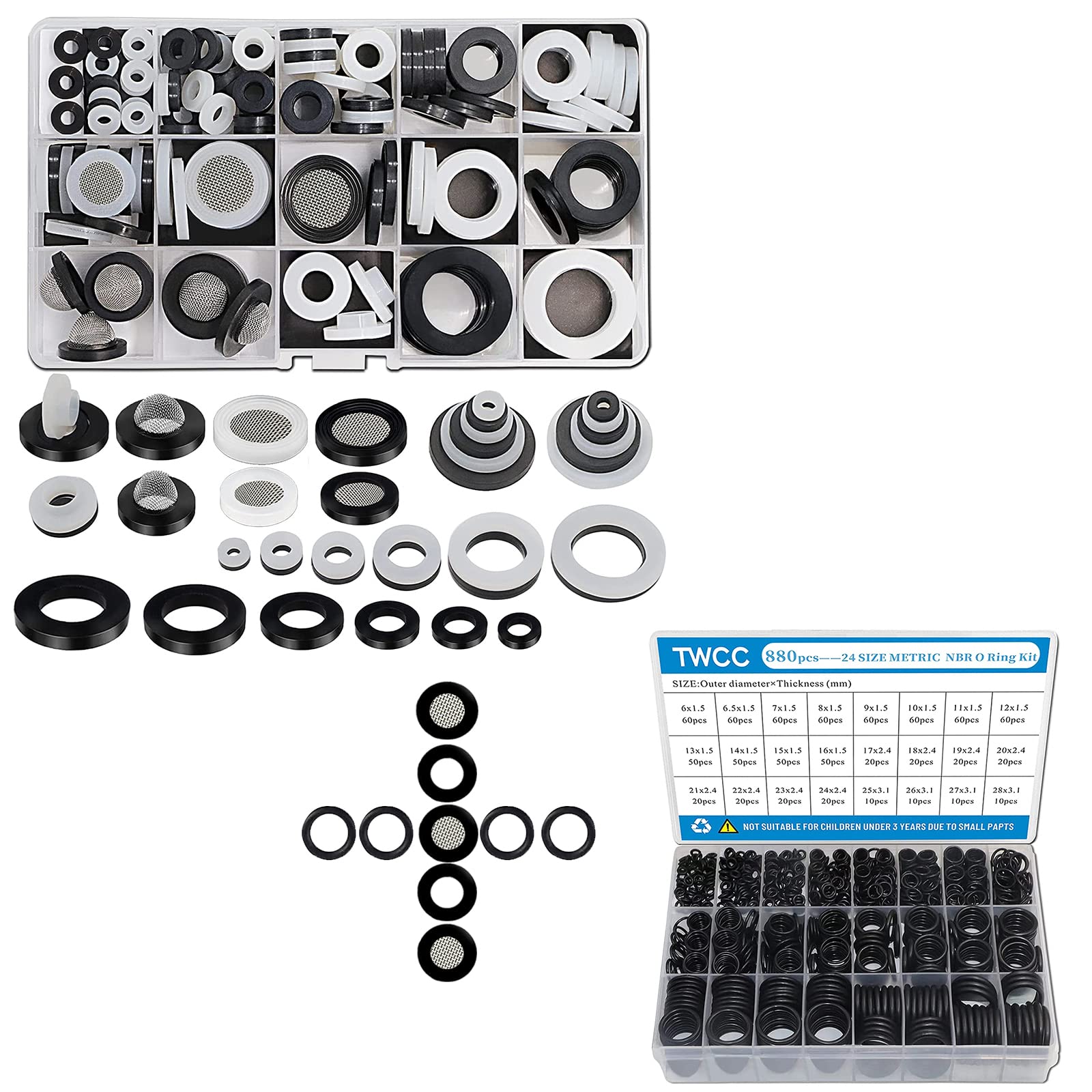 ZDBB 1030 Pcs(43 Size) Plumbing Flat Rubber Washers and O Ring Assortment Kit.,Assorted inch Gasket Set,Home Replace Bathroom Shower Hose Head Valve,Faucet,Garden Connector Water Nozzle,Plumbing Leak