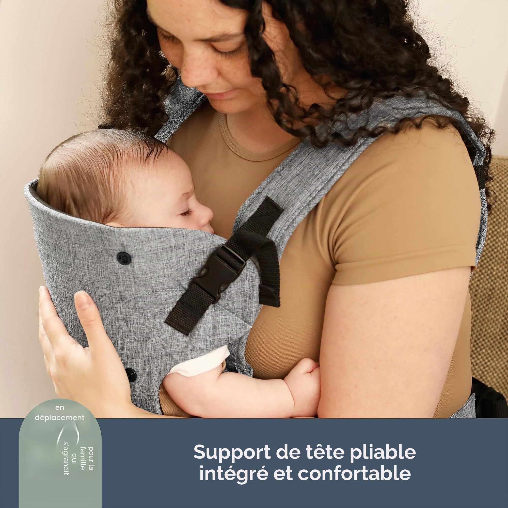 Porte-bébé ergonomique 3 en 1 gris, jusqu'à 15 kg, porte-bébé confortable, sangle réglable