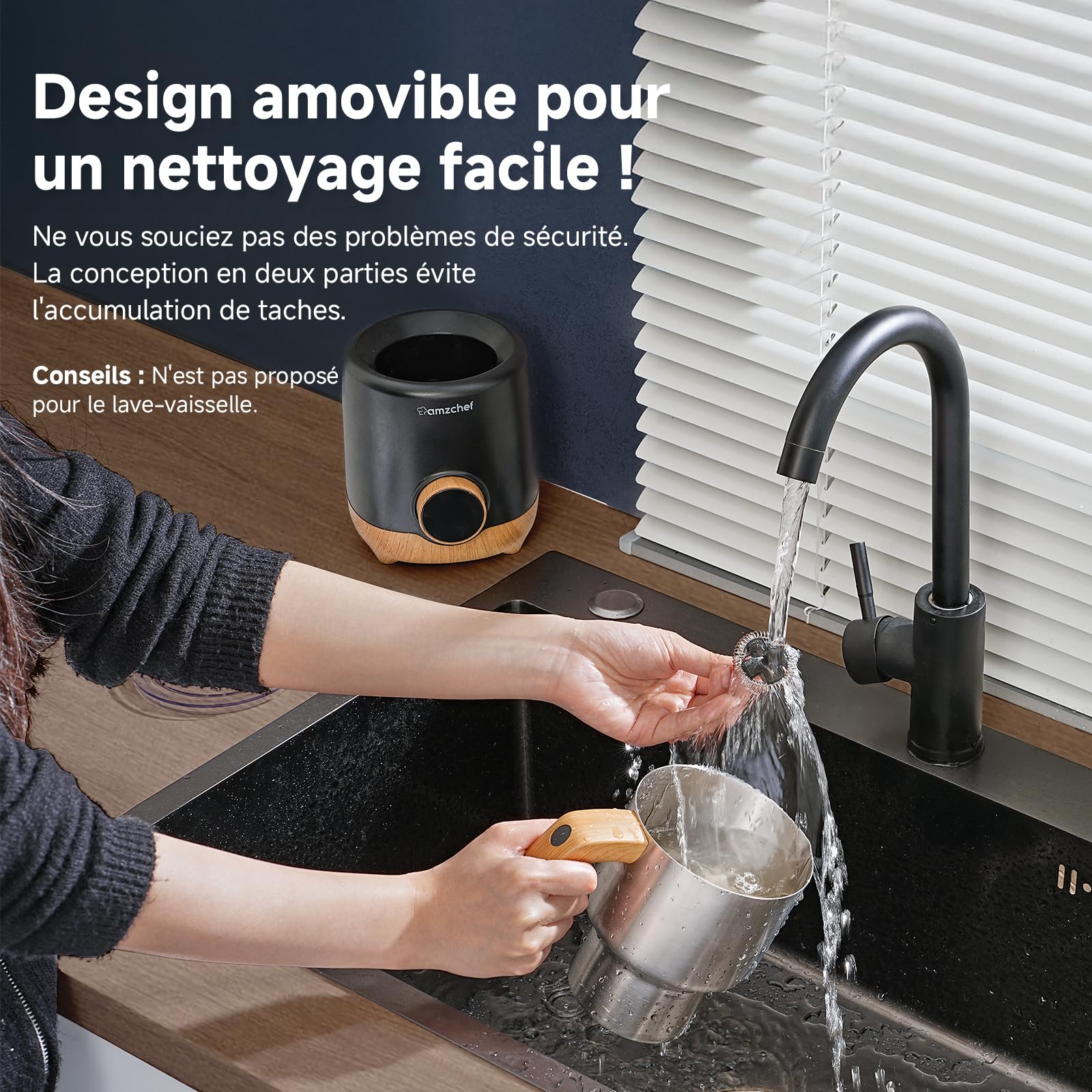 AMZCHEF Mousseur à Lait 600ml - 8 en 1 Chauffe Lait Électrique 550W, Lait Chaud/Froid & Mousse Dense, Chocolat Chaud, Facile Nettoyer, Pour Cappuccino Latte