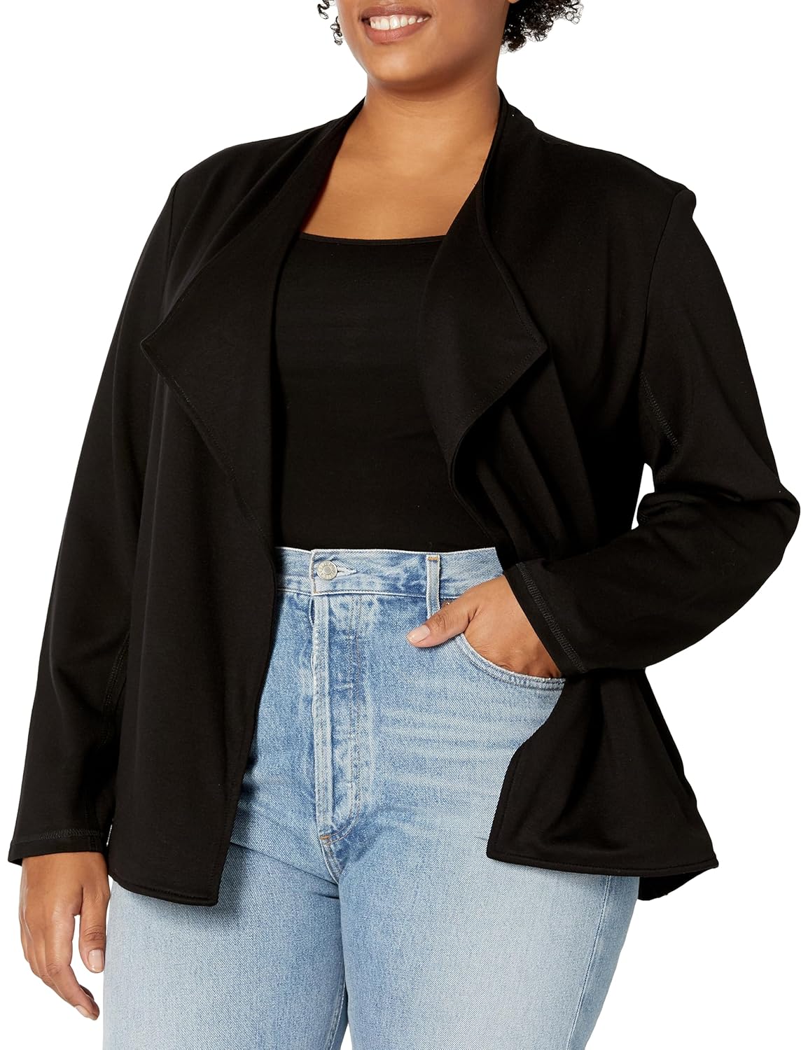 Jones New York Womens Drape Front Jacket-jones Black