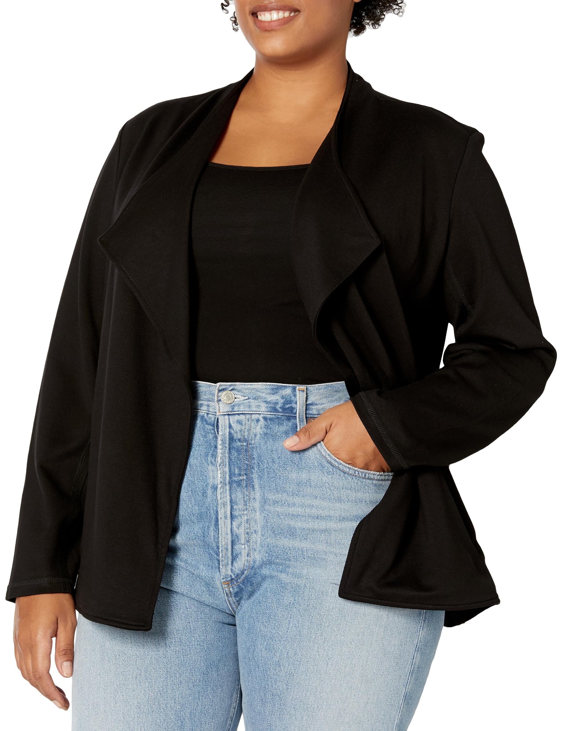 Jones New York Womens Drape Front Jacket-jones Black