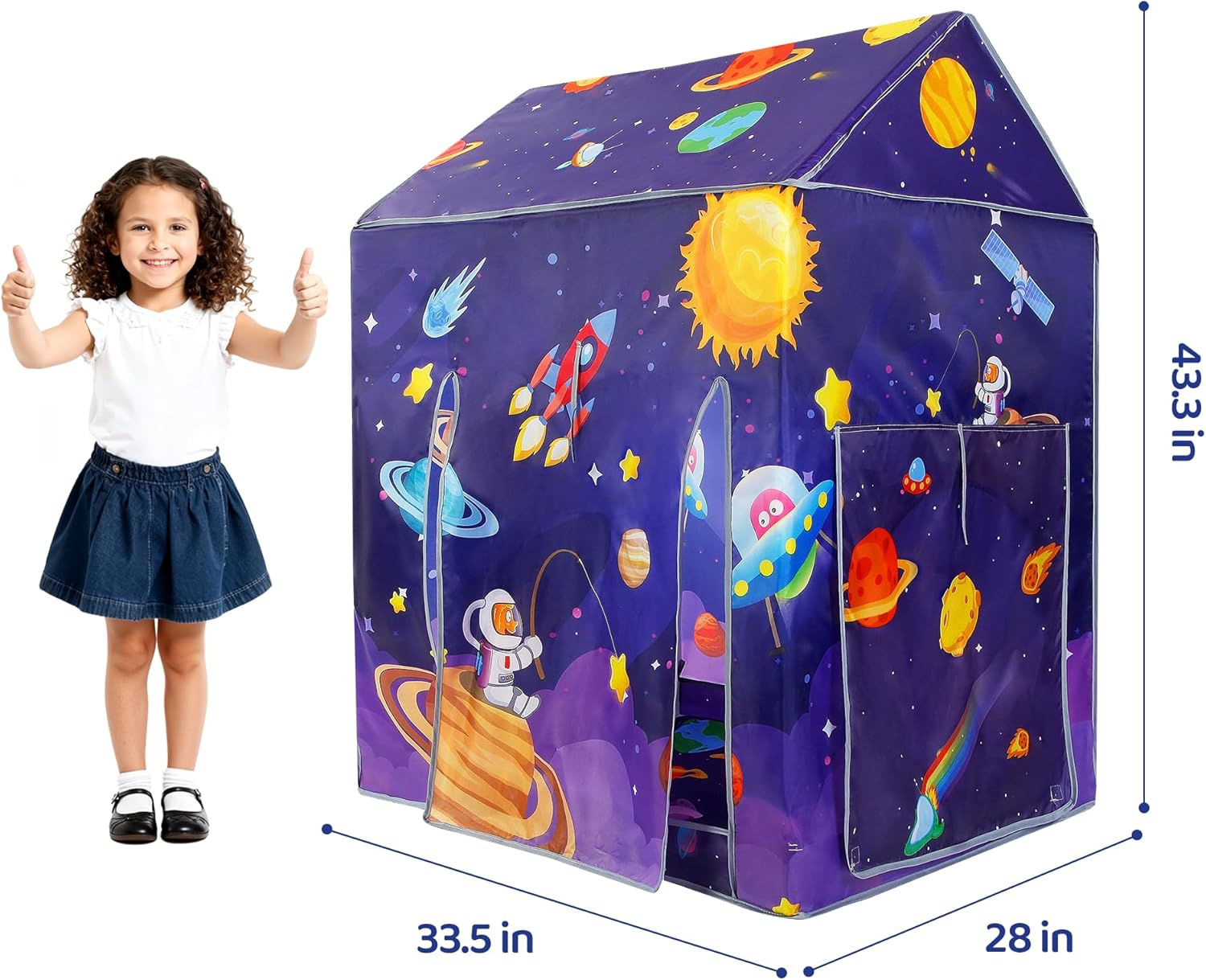 TTLOJ Gift for Christmas Universe Space Style Play Tents for Boys Girls, Playhouse Castle Toy for Toddler Play House, Teepee Tent Indoor Outdoor - Image 3