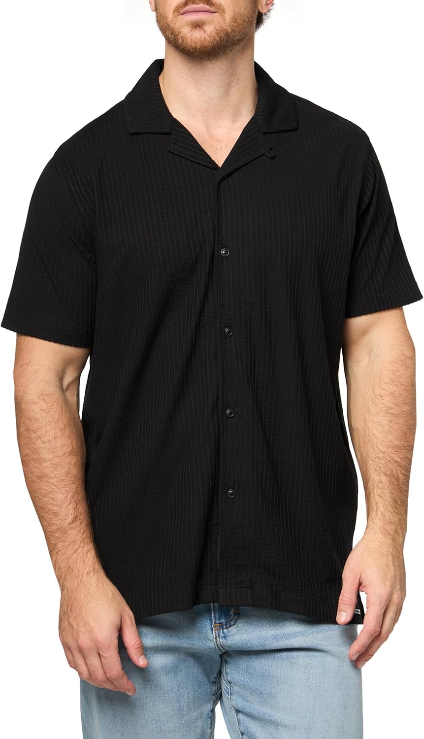 KARL LAGERFELD Mens Short Sleeve Button Front Collared Woven Dress