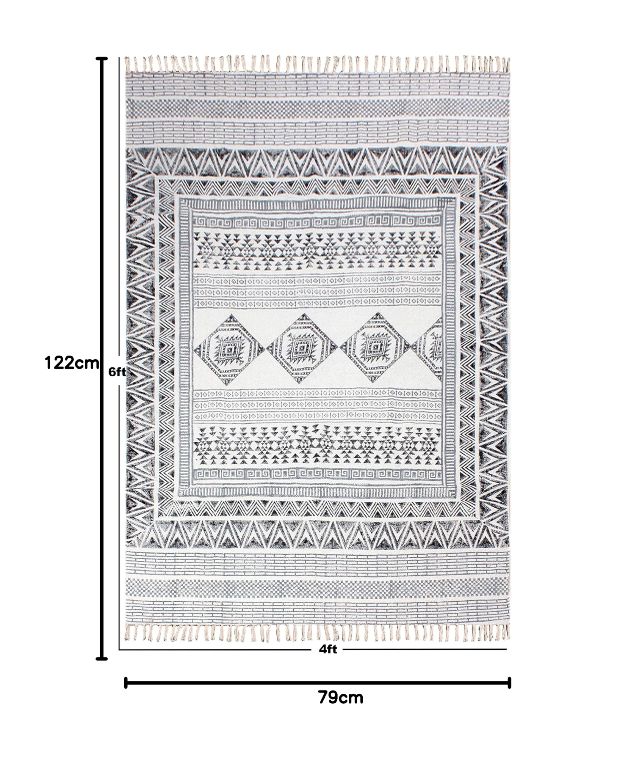 Kilim Bieżnik bawełniany o wymiarach 2,6 x 4, szary i beżowy, chodnik do wnętrz, na zewnątrz, 0,5 cm, kamień, zmywalny, ręczny, bawełniany dywan, chodnik boho, chodnik do kuchni, przy łóżku, na