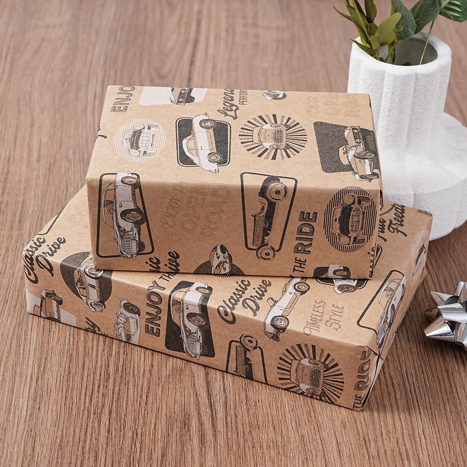 Ulmasinn Kraft-Geburtstags-Geschenkpapier - Mini-Rolle - Auto