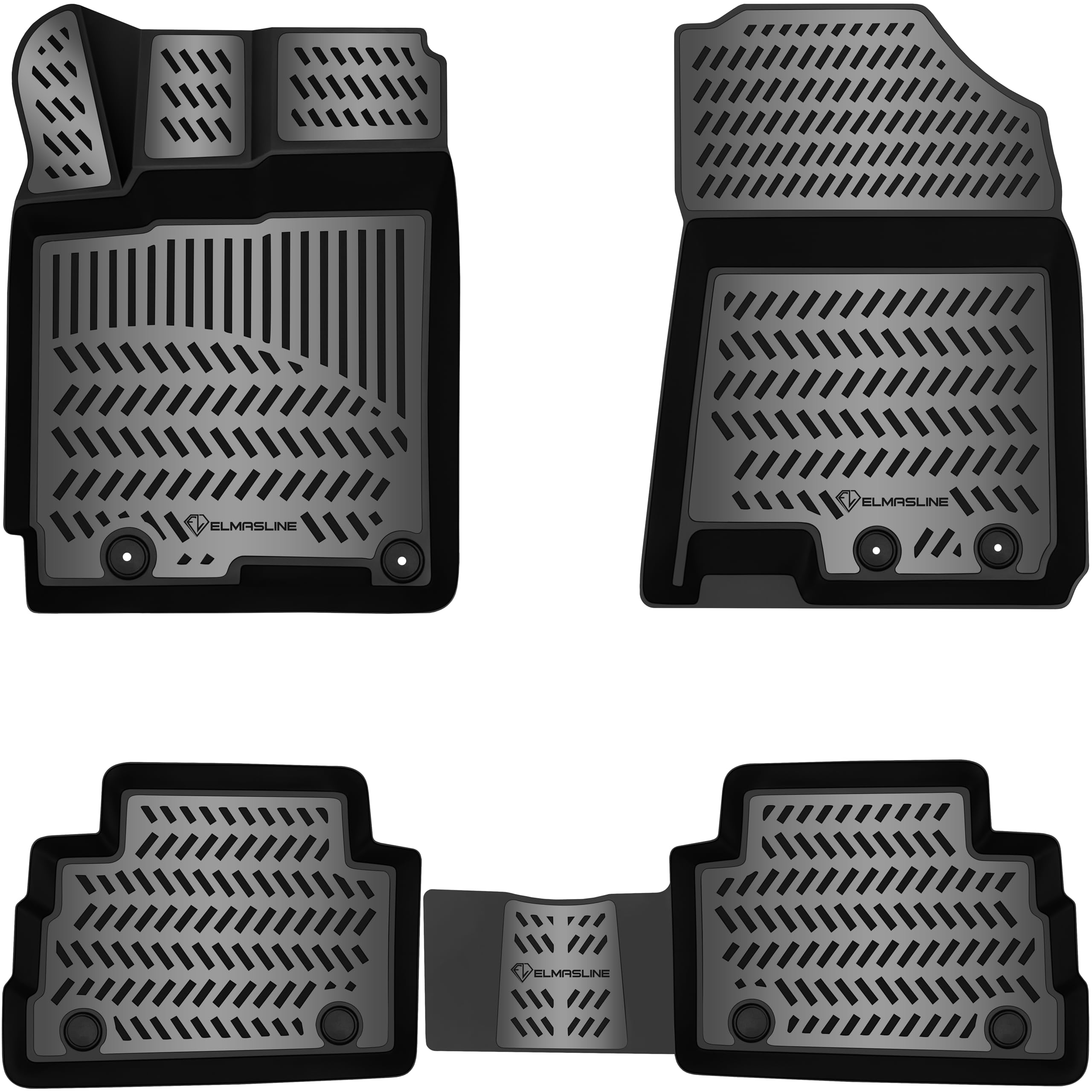 ELMASLINE 3D Gummimatten Set für Hyundai KONA 2017-2023 (PASST Nicht IN Elektro)| 1,Generation | Extra hoher Rand