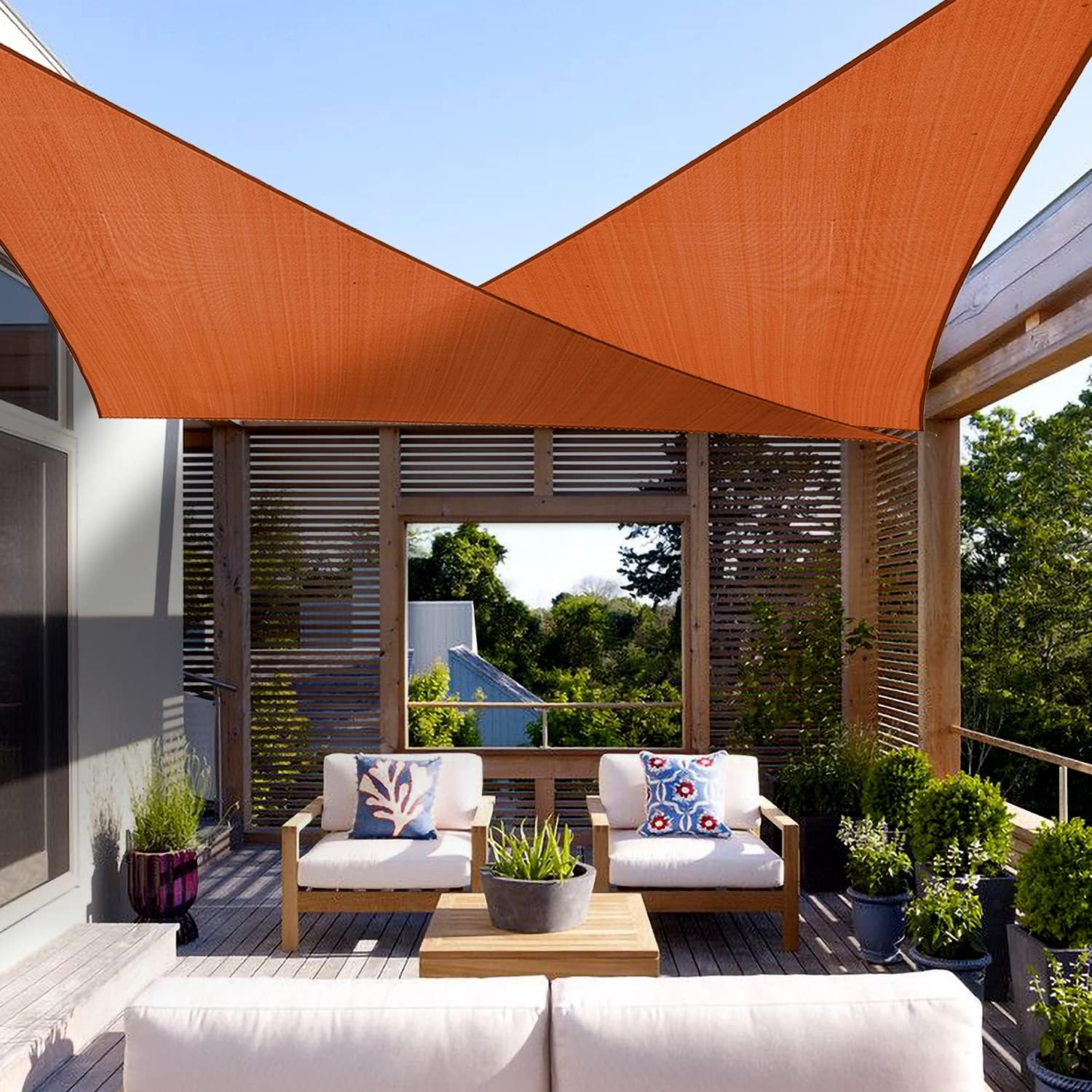 Coarbor 10'x10'x10' Triangle Sun Shade Sail with Hardware kit Perfect for Patio Deck Yard Outdoor Garden Permeable Sunshine Block Shade Cover-Orange