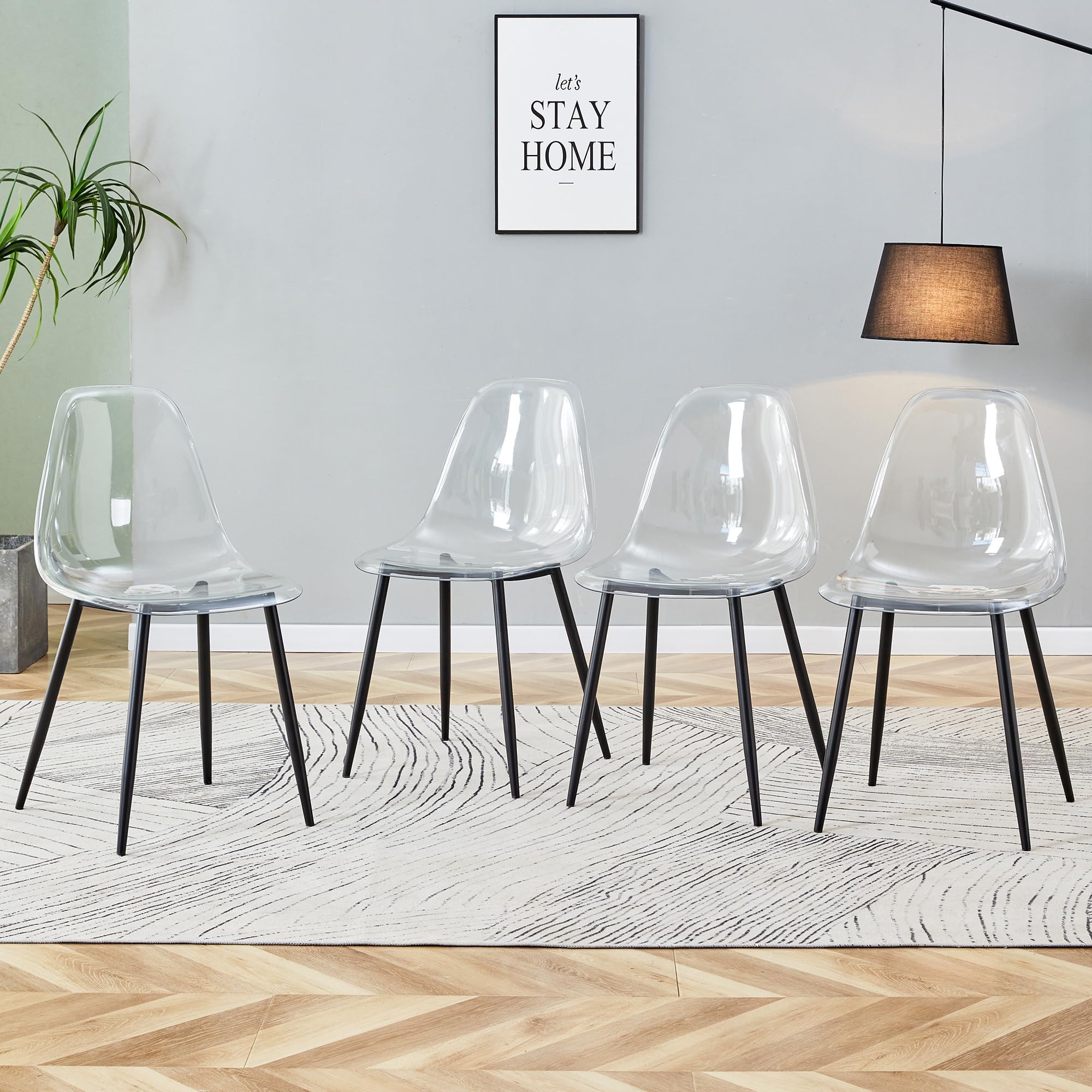 Amazon.com - pidock Clear Dining Chairs Set of 4, Clear Acrylic Chair ...