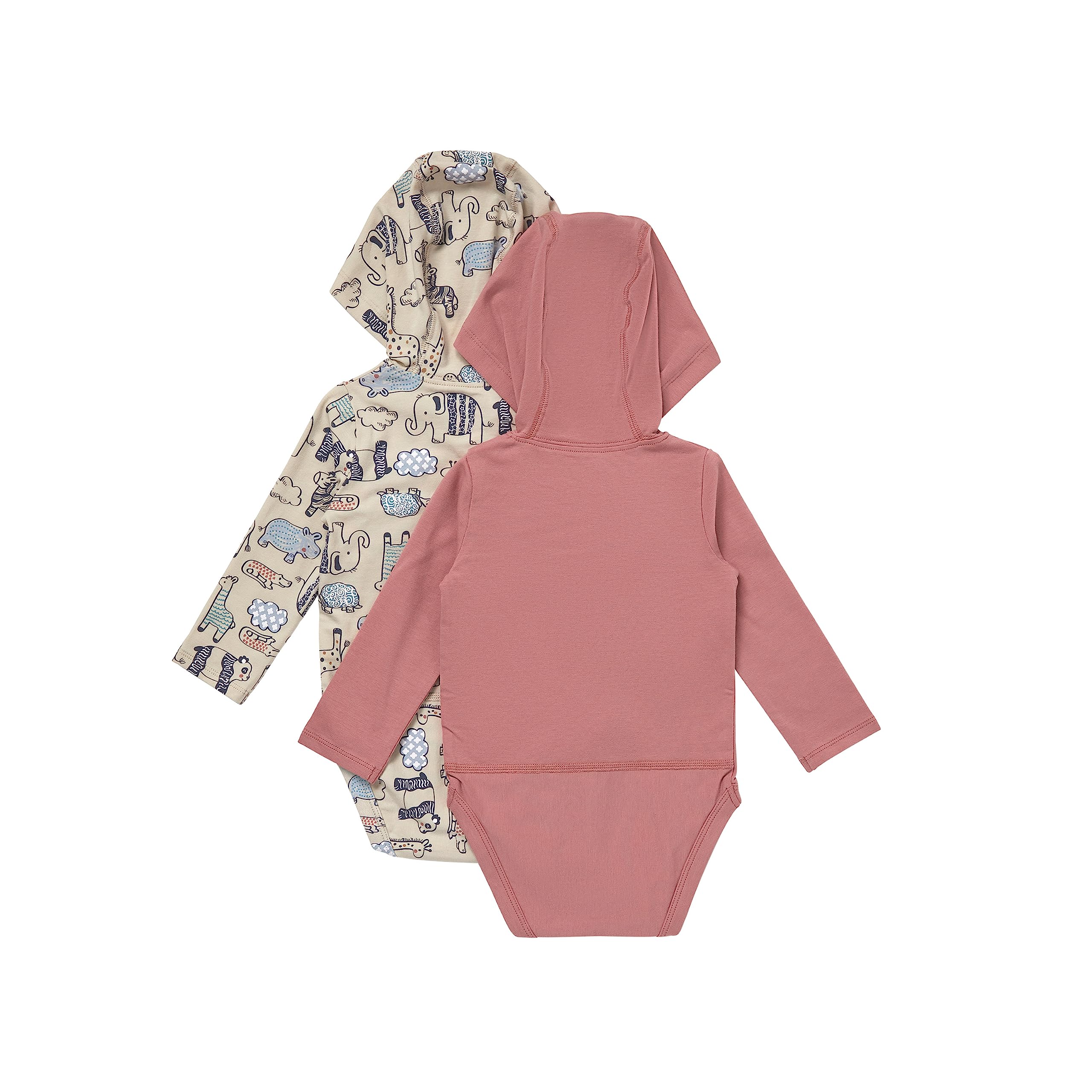 Hanes Unisex Baby Pure Comfort Long Sleeve Hoodie Bodysuits, Infant Bodysuits, Unisex, 3-Pack