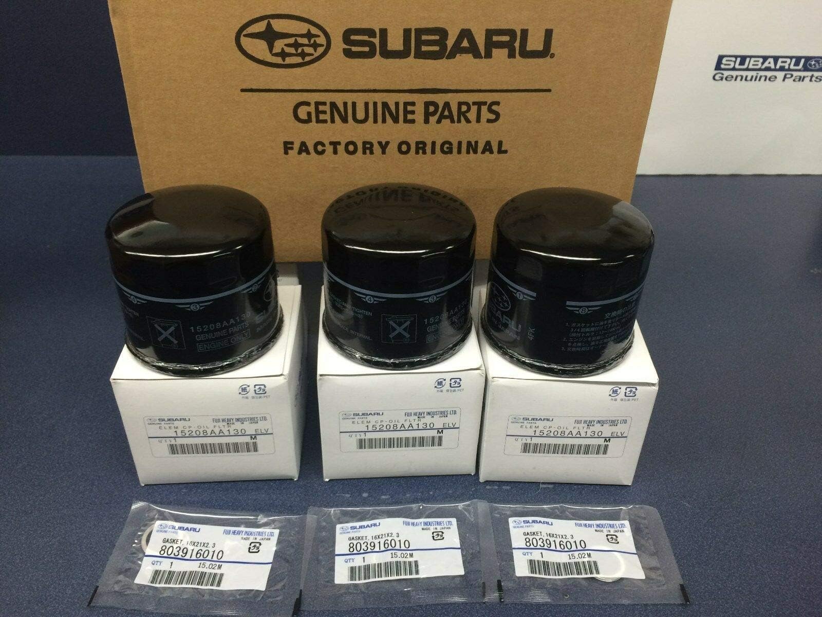 OEM Subaru Engine Oil Filter & Crush Gasket 2013-2017 BRZ & FRS 15208AA130 3 PACK