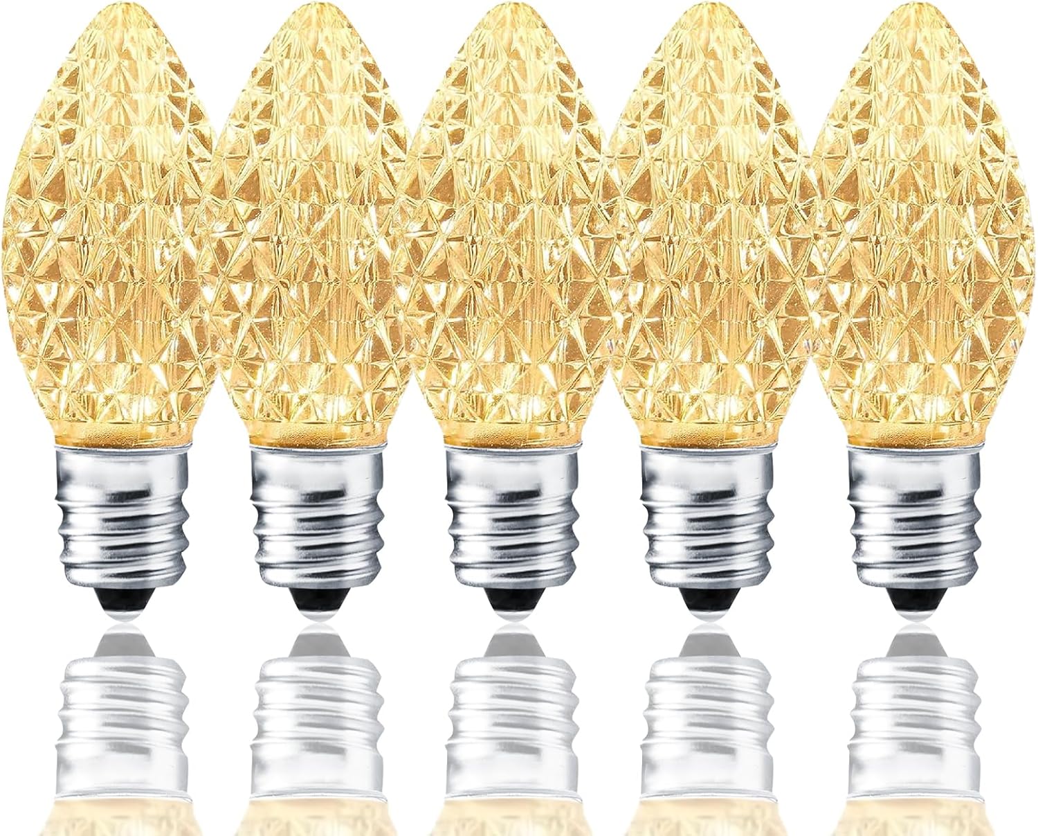 25 Pack C7 LED Replacement Bulbs- Cool White Bulbs Dimmable for Christmas Outdoor Indoor String Lights, IP65 Waterproof White LED Night Light Bulbs, 0.72 Watts, C7/E12 Candelabra Base