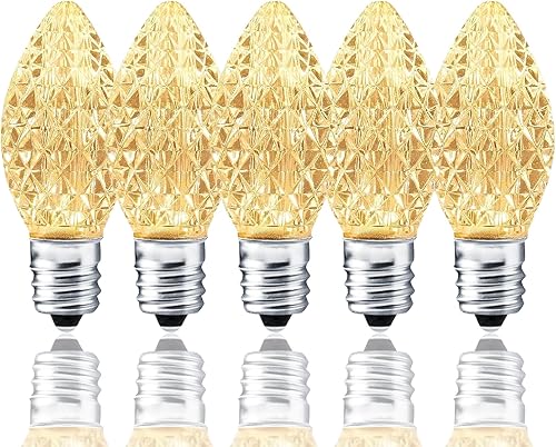 Miniatura 8 de Paquete de 25 bombillas LED C7 de repuesto, bombillas LED regulables de color blanco frío para Navidad e interiores y exteriores, bombillas de luz