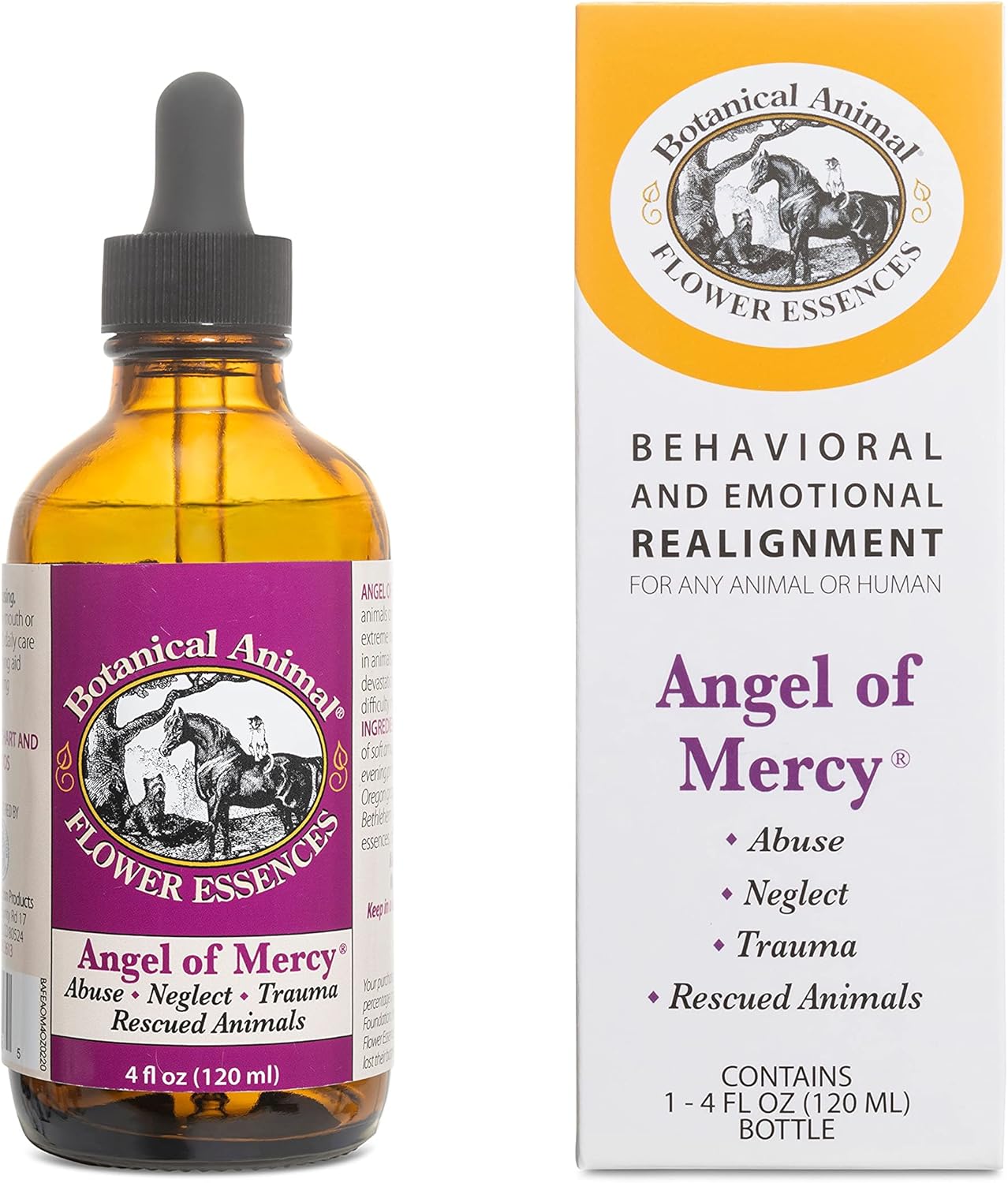 Botanical Animal Safe Natural Relaxer, Angel of Mercy Flower Essence for Rescue and Adopted Animals to Help with New Transitions - Non-Mood Altering, Hemp-Free, Non Allergenic (4 oz (120 ml))