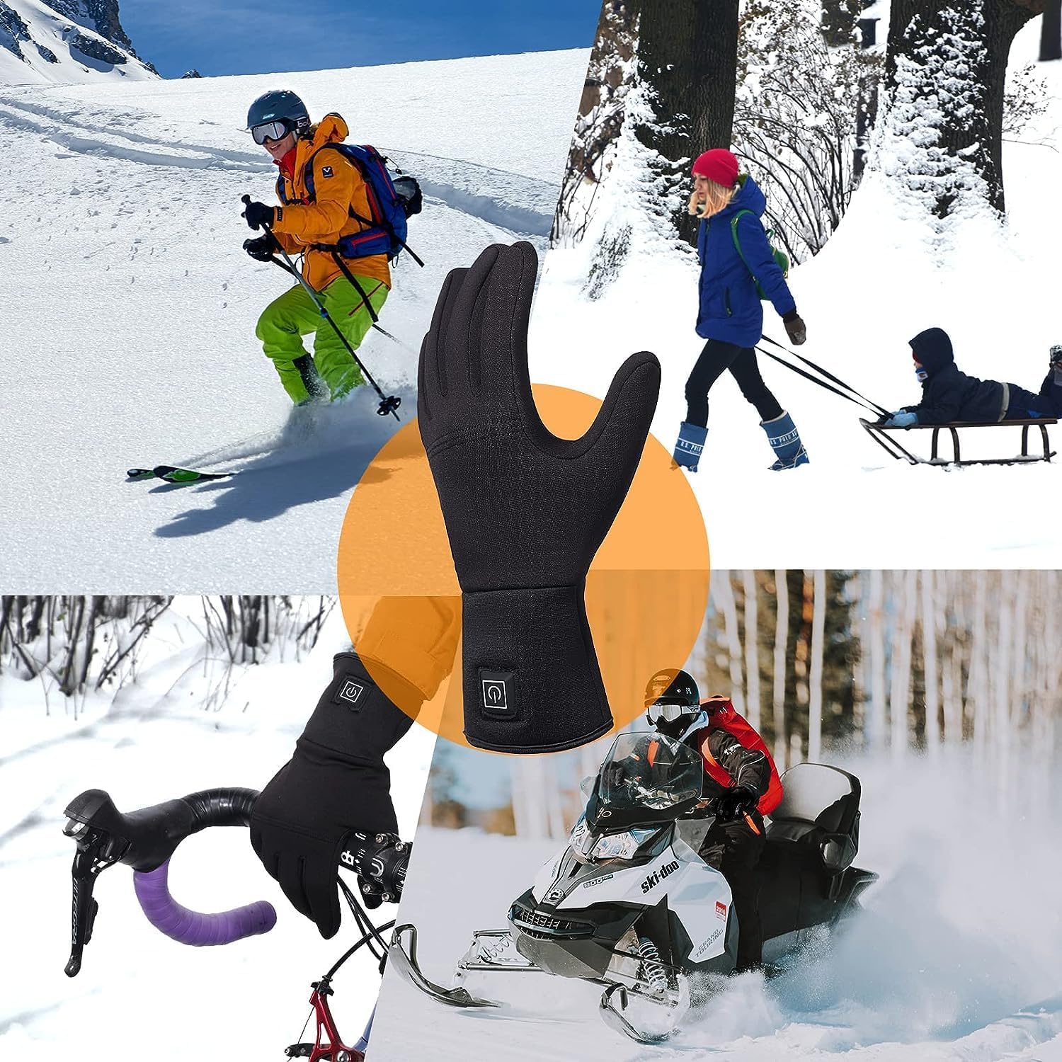 Guanti Riscaldati Sottili, Elettrici Ricaricabili con Batteria per Uomo e Donna. Fodere Invernali per Artrite, Raynaud, Ciclismo, Sci, Snowboard ed Escursionismo
