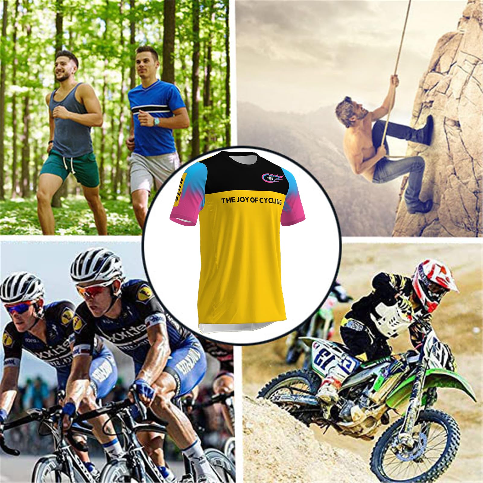 Maillot MTB,Maillot Cycliste Homme,T-Shirt MTB À Manches Courtes pour Homme,Haut De Vélo pour Homme,Maillot Motocross, Maillot BMX