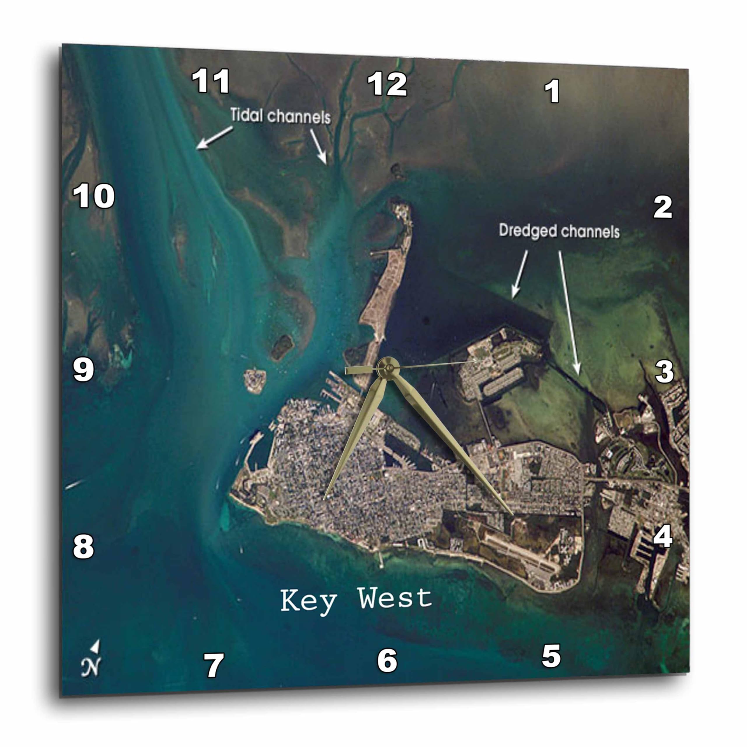 Horloge murale Key West NASA 3dRose d'impression de vue aérienne 25,4 cm