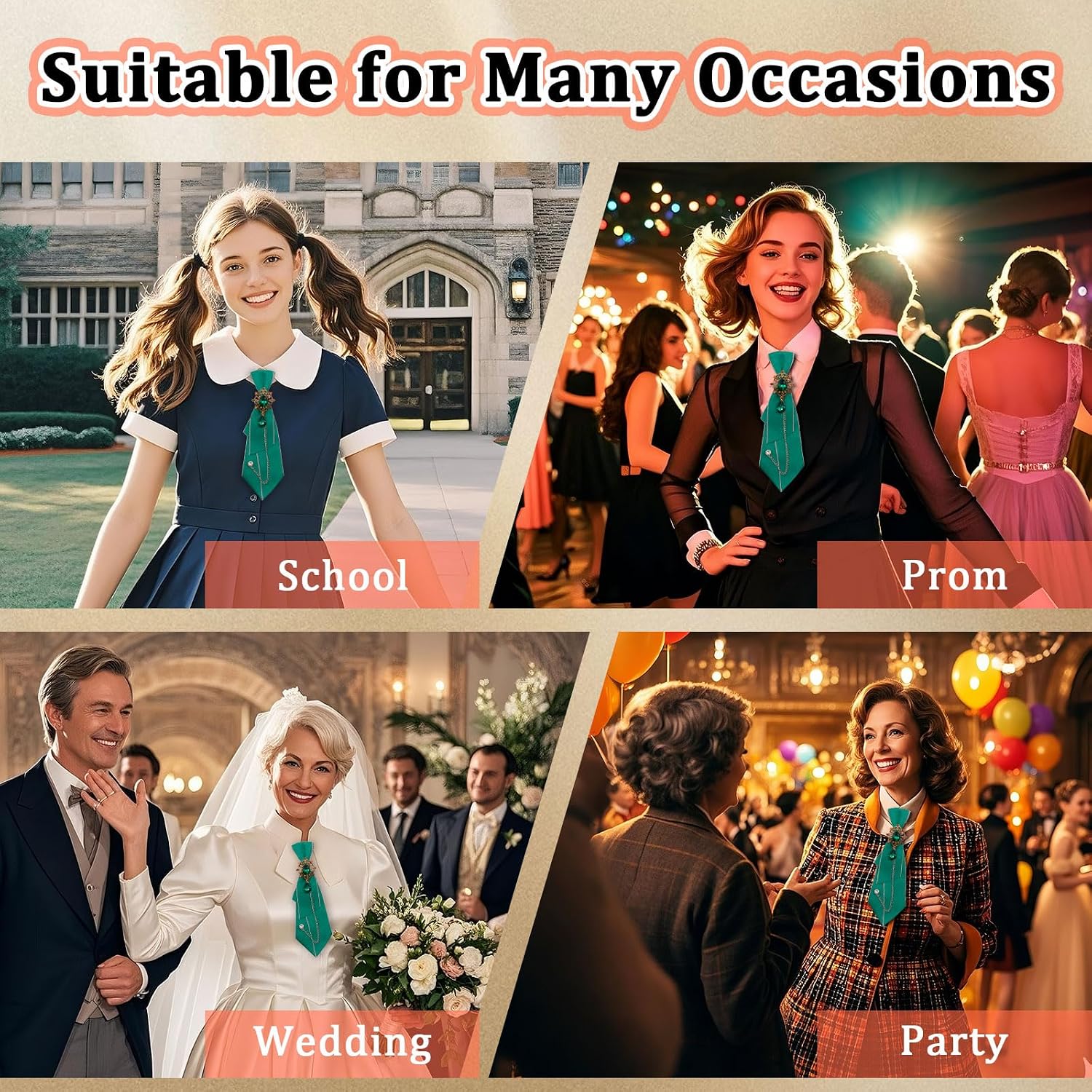 Rhinestone Womens Tie, Crystal Bow Ties for Women Girls Adjustable Crystal Bowtie for Prom Performance Party School
