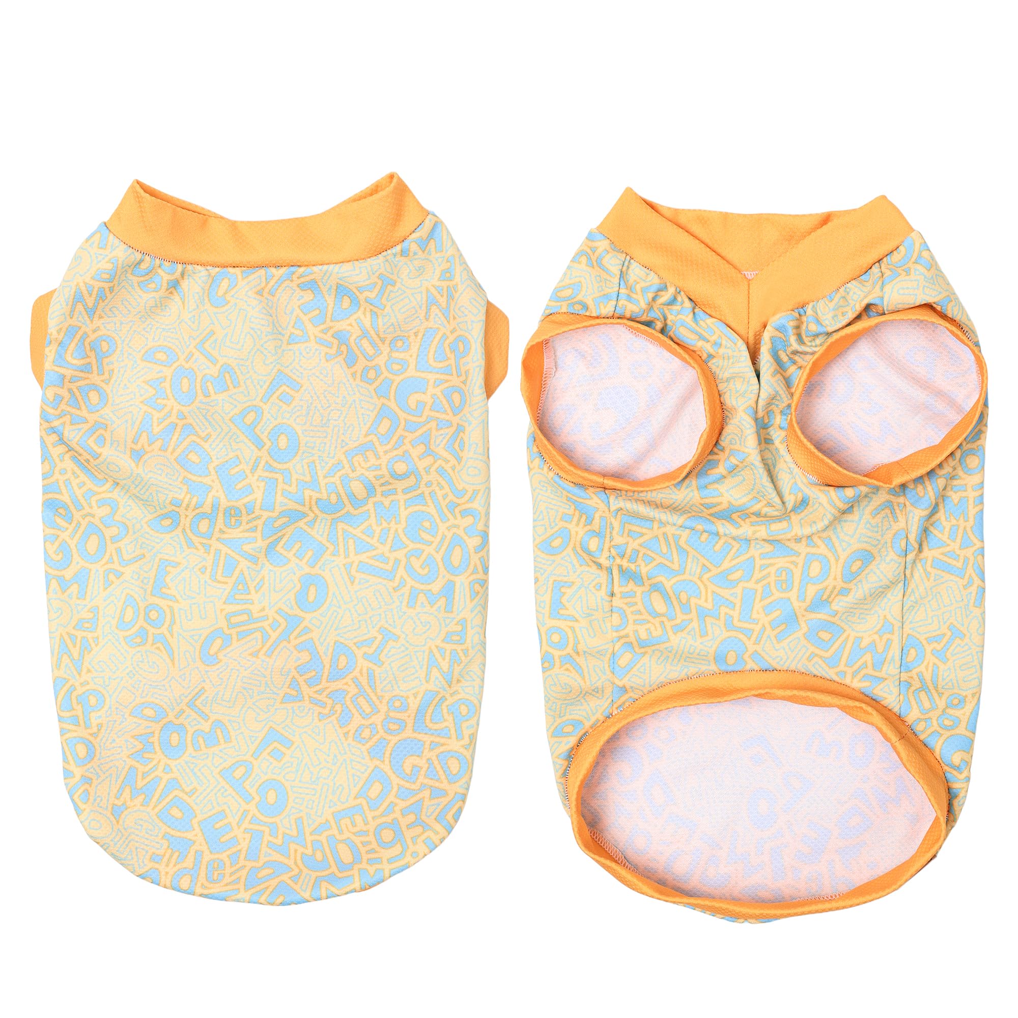 Duuclume Dog Cooling Vest-Instant Cooling Breathable Mesh Sleeveless Vest for Small to Large Dogs, Polyester Evaporative Cool Shirts for Walking, Hiking & Outdoor Summer Use (yellow blue, L)
