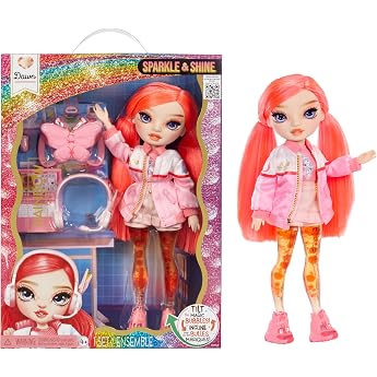 Rainbow High Sparkle & Shine Doll - Dawn - 28 cm Fashion Doll with Coral Hair and Magic Bubbles in the Legs, Colour, for Styl