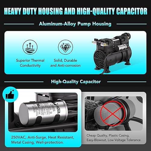 Miniatura 5 de HQUA PAS20RPC, compresor de bomba de 3/4 HP para sistema de aireación de estanque y lago PAS10/20