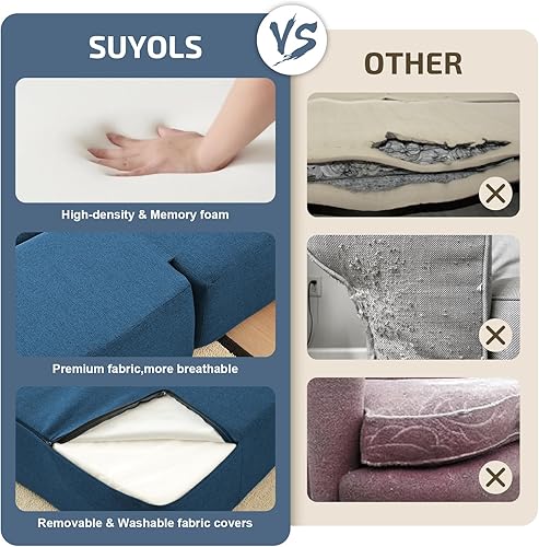 Miniatura 6 de Sofá cama convertible 2 en 1 con 2 almohadas, sofá plegable y colchón de cama, funda lavable y silla de espuma viscoelástica, tapete de juego para