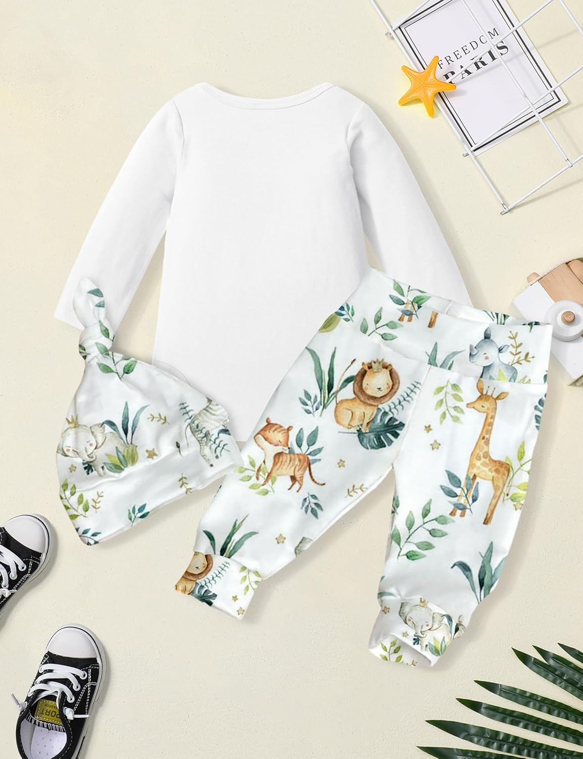 AGAPENG Baby Boy Clothes Newborn Boy Outfits Infant Letter Print Romper Long Pants Hat 3PCS Baby Boy's Clothing - Image 5