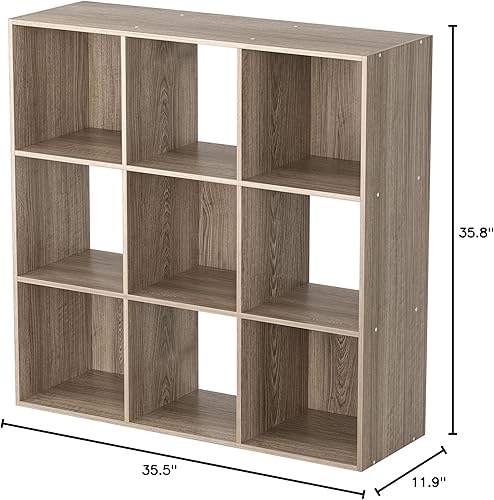Miniatura 3 de JupiterForce Estantería organizadora de 9 cubos, 3 niveles de madera abierta con paneles traseros extraíbles para el hogar, dormitorio, sala de