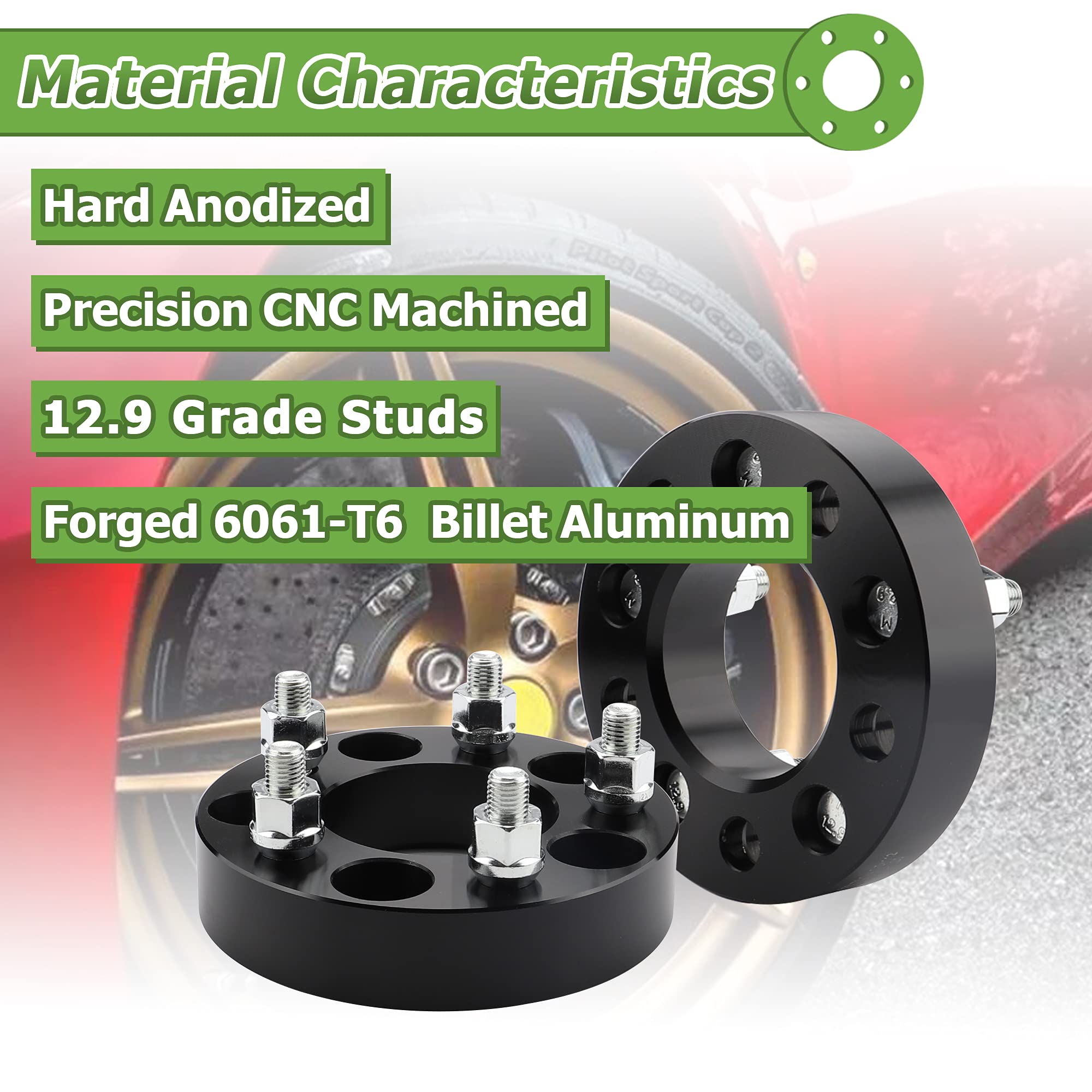 YIZBAP 5x4.5 to 5x112 Wheel adapters, 1.25 inch 5x114.3 to 5x112 Wheel adapters 74mm Hub Bore with 12x1.5 Thread Pitch.