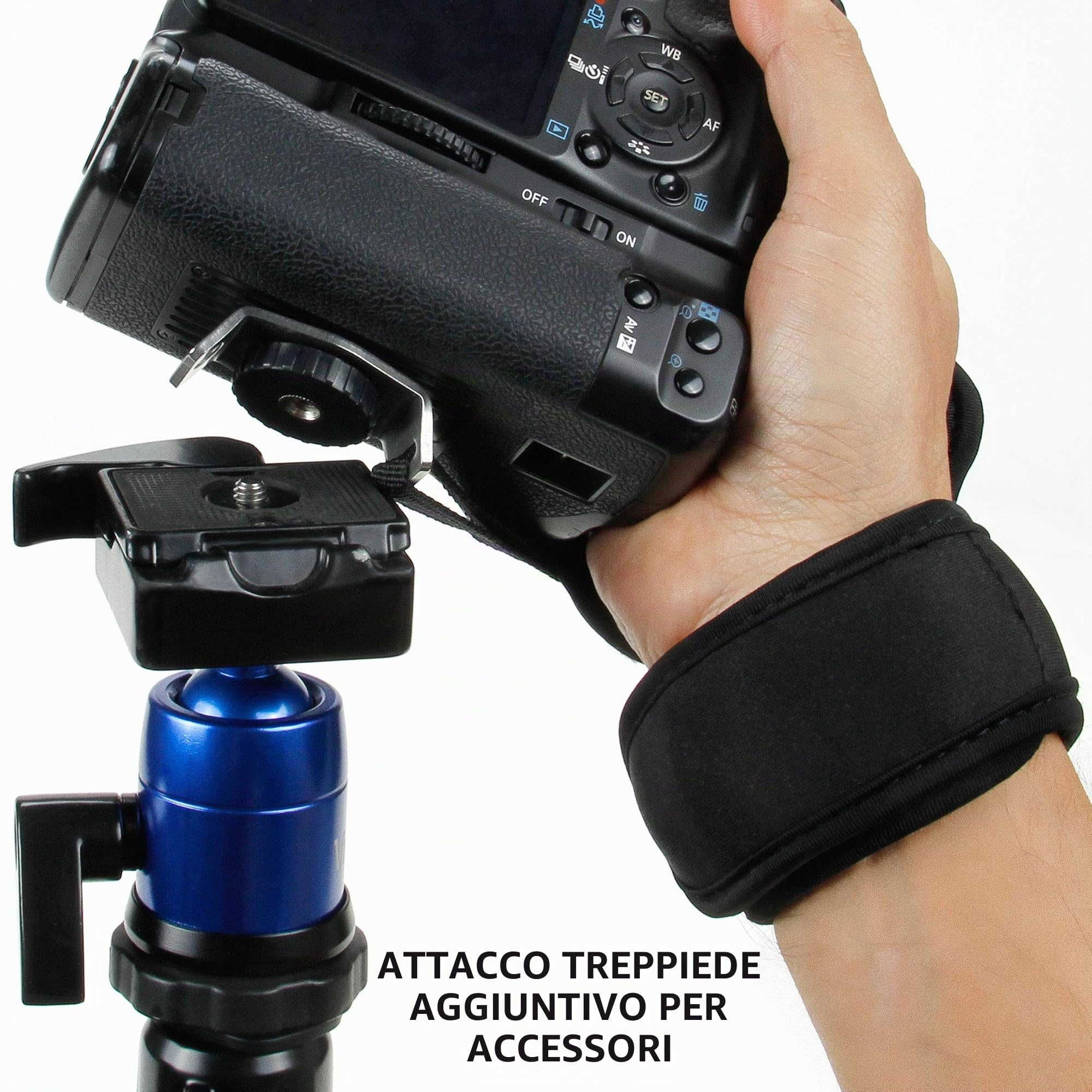 USA Gear Cinturino imbottito per fotocamera SLR/DSLR con impugnatura e cinturino per fotocamera funziona con Canon EOS 1300D, 100D, Nikon D3300, Pentax, Pansonic e altri