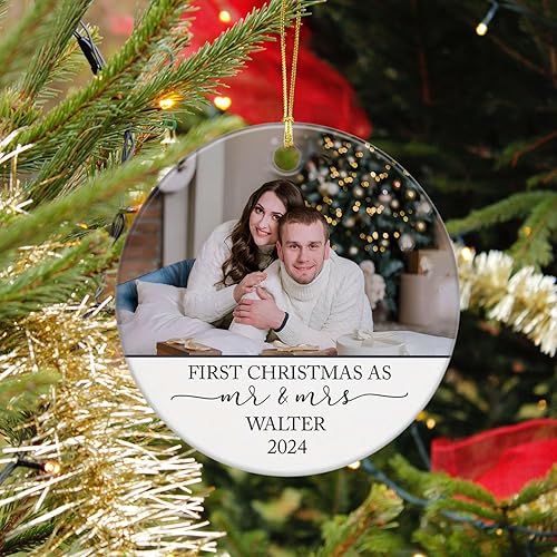 Miniatura 6 de Adorno de primera Navidad como el señor y la señora 2023, regalo personalizado para pareja de recién casados, regalo de recuerdo de primera Navidad