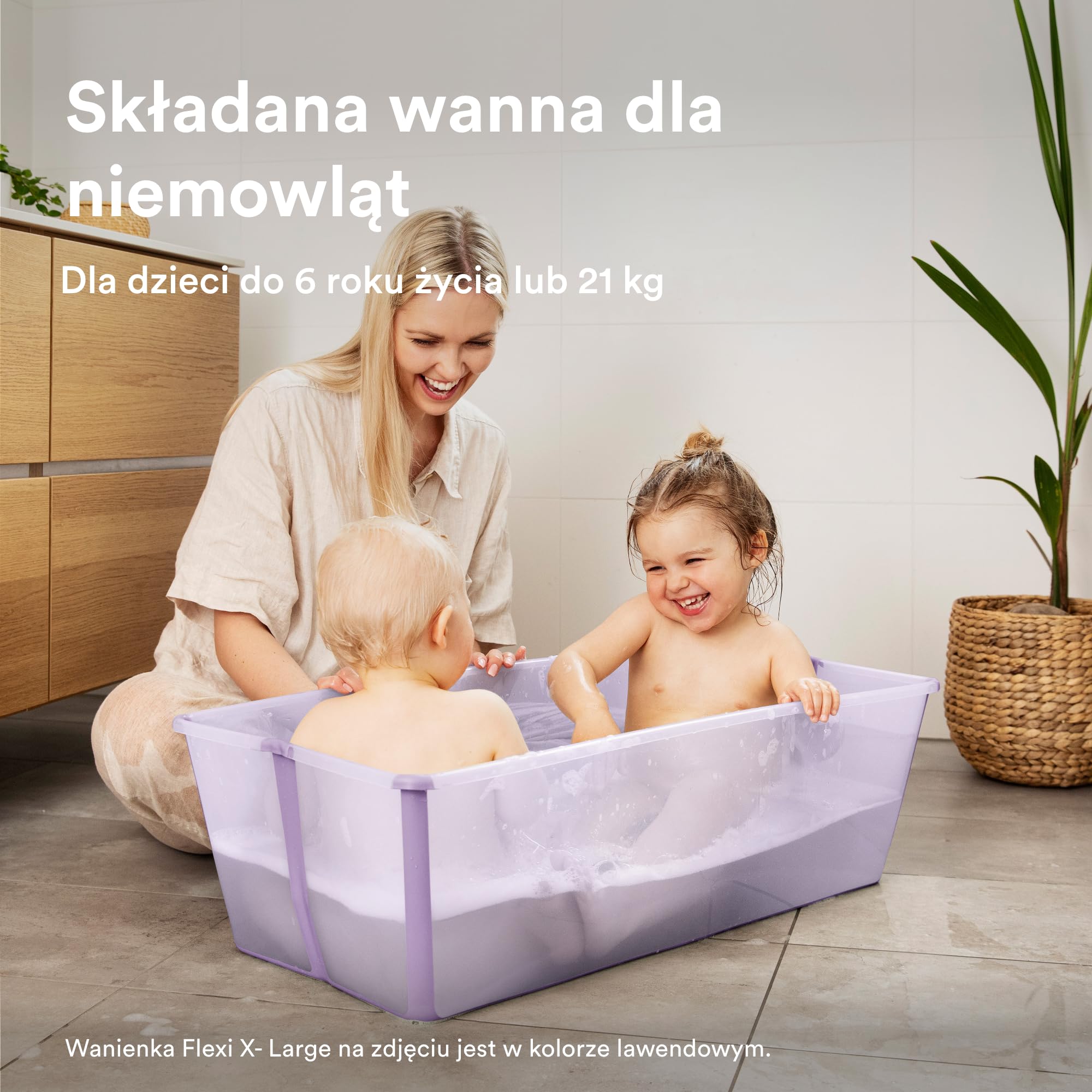 Wanienka Stokke Flexi X-Large, Biała - duża składana wanienka dla niemowląt - lekka i łatwa do przechowywania - wygodna w domu lub w podróży - idealna dla dzieci w wieku 0-6 lat