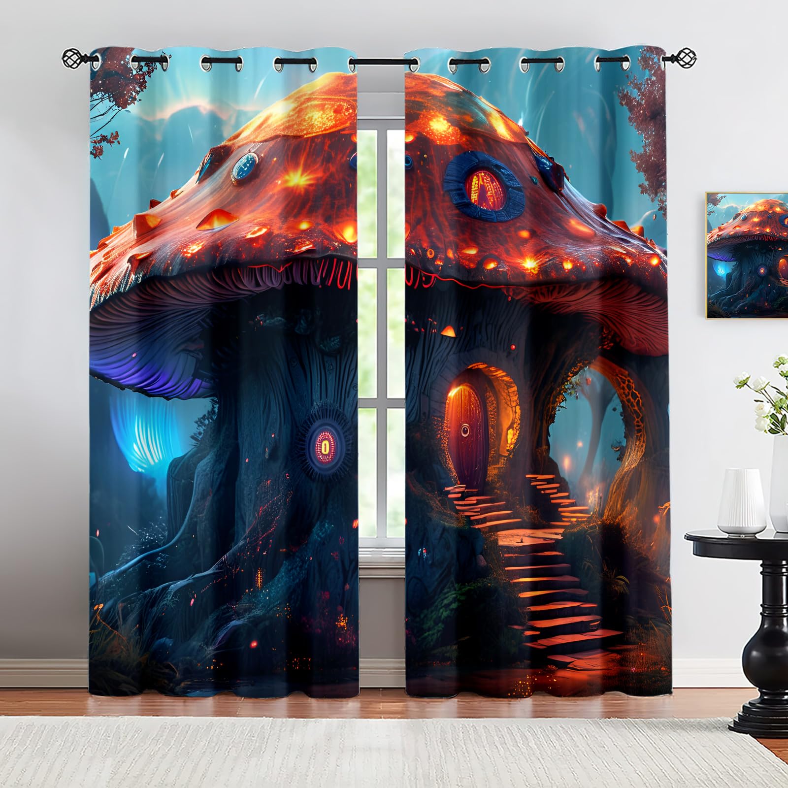 Rideau de séparation champignon 168x138 cm isolant lot de 2