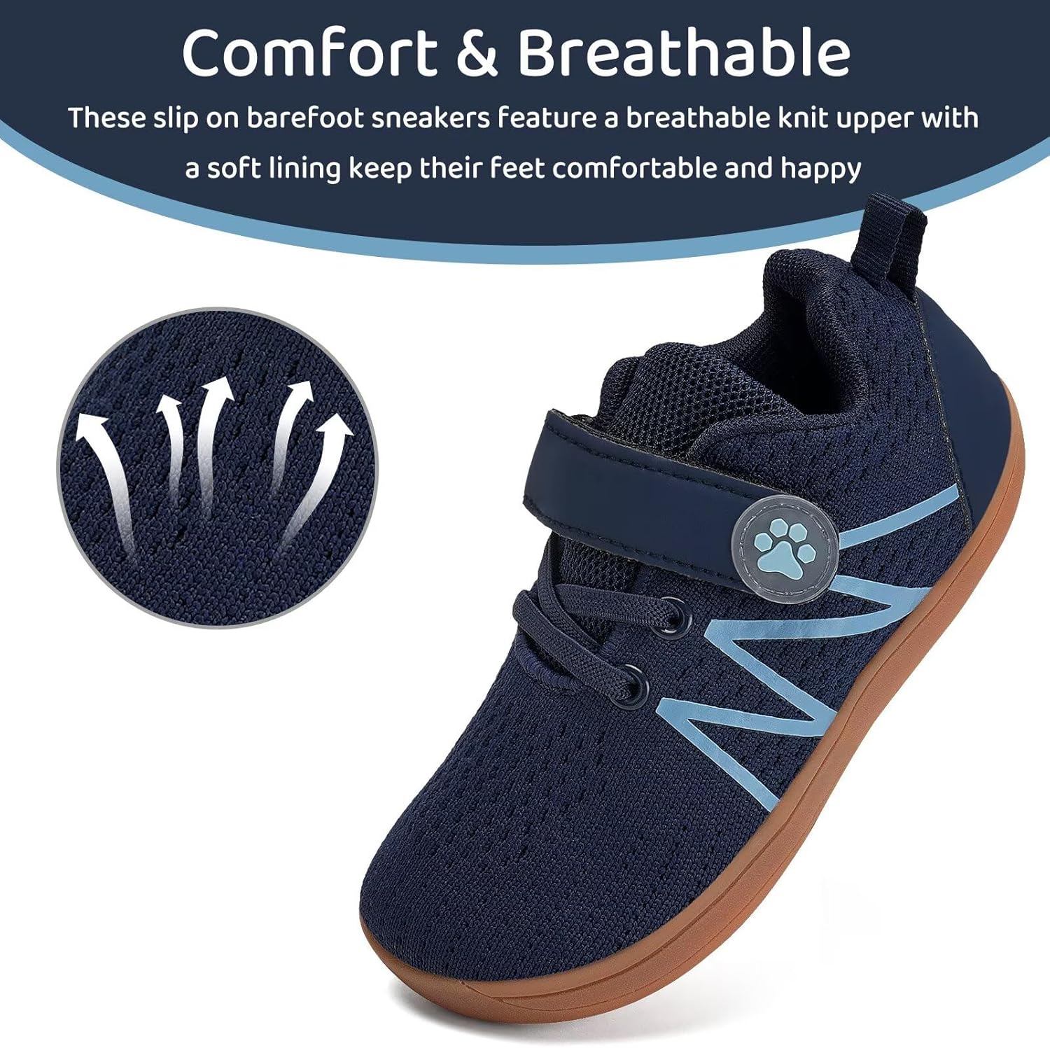 WateLves Wide Toddler Barefoot Shoes Little Kids Boys Girls Walking Tennis Sneakers with Breathable Mesh Zero Drop Sole Adjustable Strap - Image 2