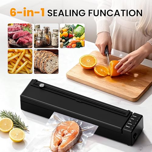 Miniatura 2 de Máquina selladora al vacío para alimentos, 60KPA ahorrador automático de alimentos para secohúmedo, sellador térmico de bolsas con bolsas