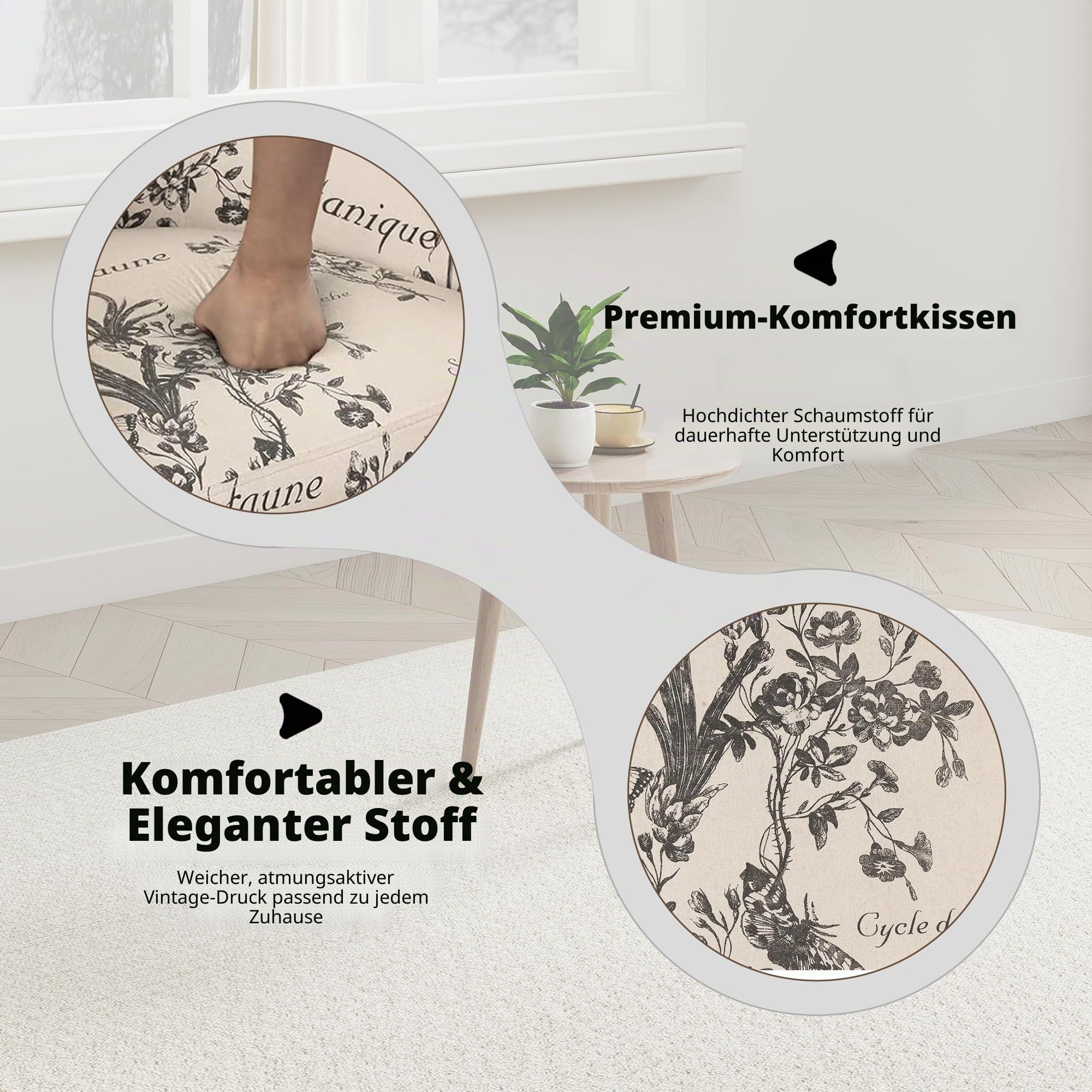 EBELLO Relaxsessel Sessel Wohnzimmer Sessel mit Hocker Ohrensessel Loungesessel Akzent-Sessel mit Ottomane für kleine Räume – bequemer Lesesessel aus Stoff für Wohnzimmer Schlafzimmer