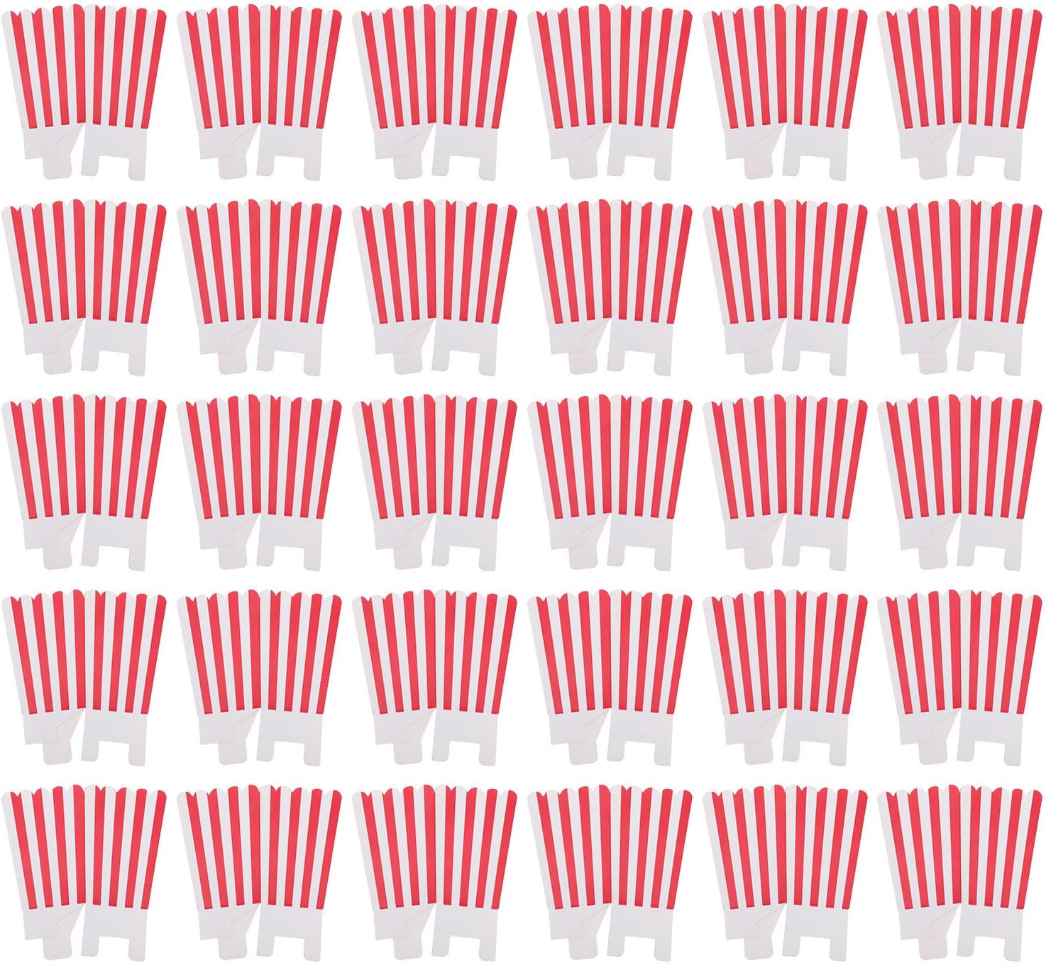Ciieeo 48pcs Striped Paper Popcorn Snack Boxes for Movie Night Parties