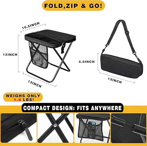 Miniatura 2 de Taburete portátil 2 en 1 y bolsa tipo bandolera - Silla de bolsillo con bolsa de almacenamiento, bolsa convertible para transporte manos libres y