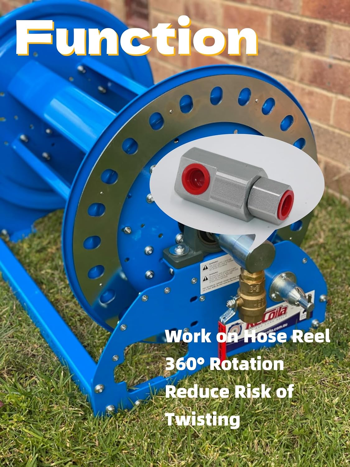 Elbow Hydraulic Rotary union Fitting GG90 1/2 inch NPT FXF Heavy Duty Hose Reel Swivel with Grease Zerk - Replacement for Home & Industrial Steel Hose Reels, 9SS8MP50XFP50-5024-Ni-AL