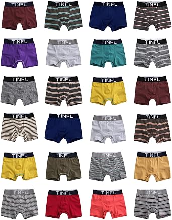 TINFL 8-16Y Big Boys 100% Cotton Breathable Boxer Briefs 4/5 Pack Wide Band Underwear Set