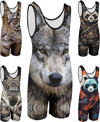 Custom Men Wrestling Singlet Animals Sublimated Bodywear Vest for Gym Training