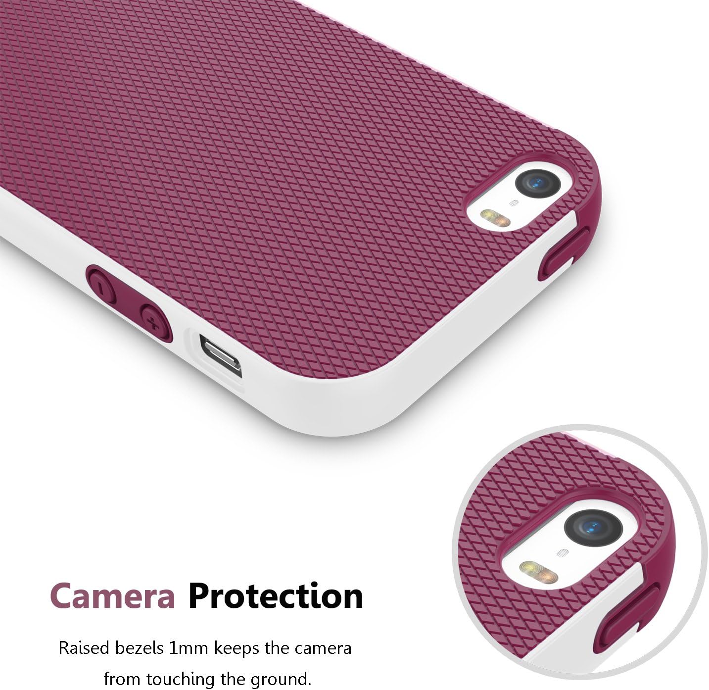 Jeylly iPhone 5S Case, iPhone SE Case, iPhone 5 Case, [3 Color] Slim Hybrid Impact Rugged Soft TPU & Hard PC Bumper Shockproof Protective Anti-Slip Case Cover Shell for Apple iPhone 5/5s/SE - Wine