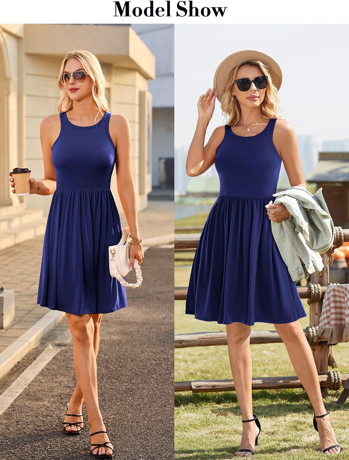 V FOR CITY Womens Summer Dresses with Built in Bra 2026 High Neck Beach Dress with Pockets Casual Flare Sun Dresses - Image 6